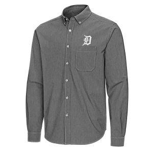 Detroit Tigers Woven Porter Long Sleeve Button Up XLarge Black/White