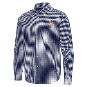 Houston Astros Ellis Woven Long Sleeve Button Up Large Navy/White