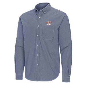 Houston Astros Woven Porter Long Sleeve Button Up XLarge Navy/White