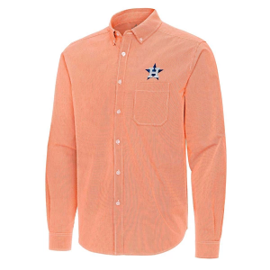 Houston Astros Woven Porter Long Sleeve Button Up Small Mango/White
