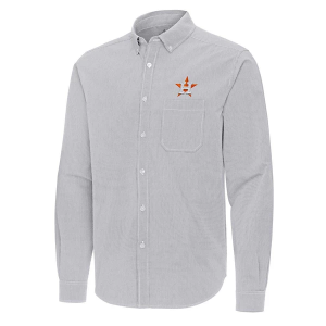 Houston Astros Woven Porter Long Sleeve Button Up 2XLarge Skyscraper/White