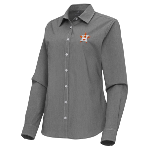 Women's Houston Astros Woven Porter Long Sleeve Button Up XLarge Black/White
