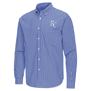 Kansas City Royals Ellis Woven Long Sleeve Button Up Large Dark Royal/White
