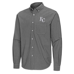 Kansas City Royals Woven Porter Long Sleeve Button Up Medium Black/White