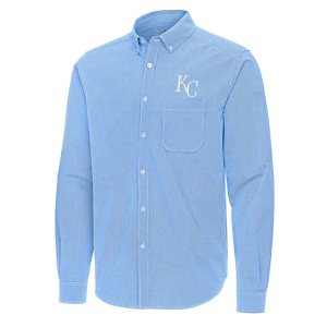 Kansas City Royals Woven Porter Long Sleeve Button Up Small Columbia Blue/White