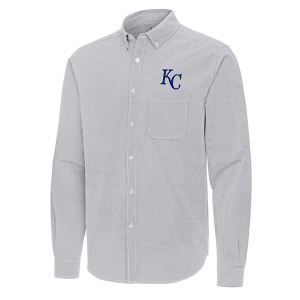 Kansas City Royals Woven Porter Long Sleeve Button Up 2XLarge Skyscraper/White