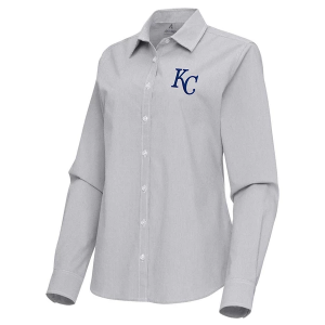 Women's Kansas City Royals Woven Porter Long Sleeve Button Up XLarge Skyscraper/White