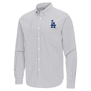 Los Angeles Dodgers Ellis Woven Long Sleeve Button Up Small Skyscraper/White