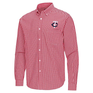 Minnesota Twins Ellis Woven Long Sleeve Button Up 2XLarge Dark Red/White