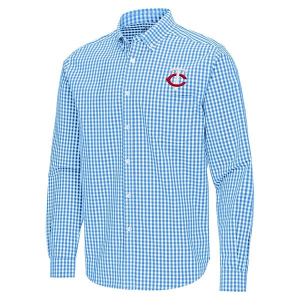 Minnesota Twins Ellis Woven Long Sleeve Button Up XLarge Columbia Blue/White