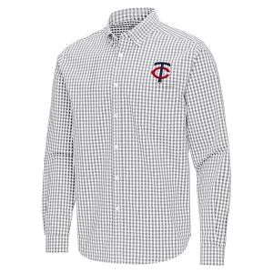 Minnesota Twins Ellis Woven Long Sleeve Button Up Small Skyscraper/White