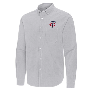 Minnesota Twins Woven Porter Long Sleeve Button Up Large Skyscraper/White