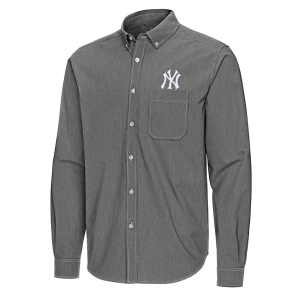 New York Yankees Woven Porter Long Sleeve Button Up XLarge Black/White