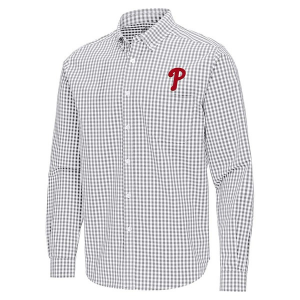 Philadelphia Phillies Ellis Woven Long Sleeve Button Up Large Skyscraper/White