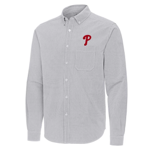 Philadelphia Phillies Woven Porter Long Sleeve Button Up XLarge Skyscraper/White