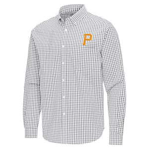 Pittsburgh Pirates Ellis Woven Long Sleeve Button Up Medium Skyscraper/White