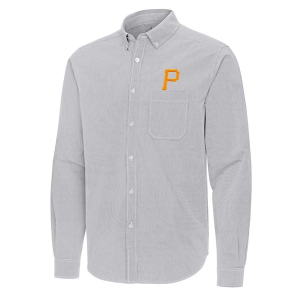Pittsburgh Pirates Woven Porter Long Sleeve Button Up Medium Skyscraper/White