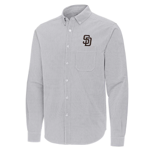 San Diego Padres Woven Porter Long Sleeve Button Up Medium Skyscraper/White