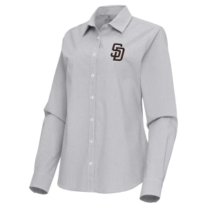 Women's San Diego Padres Woven Porter Long Sleeve Button Up XLarge Skyscraper/White