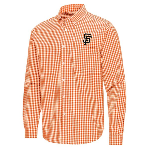 San Francisco Giants Ellis Woven Long Sleeve Button Up 2XLarge Mango/White