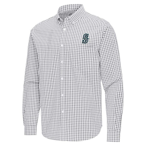 Seattle Mariners Ellis Woven Long Sleeve Button Up Large Skyscraper/White