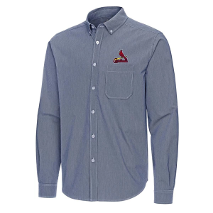 St. Louis Cardinals Woven Porter Long Sleeve Button Up Medium Navy/White