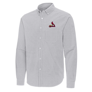 St. Louis Cardinals Woven Porter Long Sleeve Button Up Small Skyscraper/White