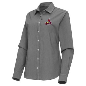 Women's St. Louis Cardinals Woven Porter Long Sleeve Button Up Medium Black/White