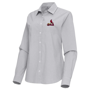 Women's St. Louis Cardinals Woven Porter Long Sleeve Button Up Small Skyscraper/White