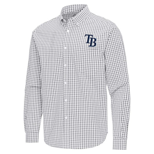 Tampa Bay Rays Ellis Woven Long Sleeve Button Up Medium Skyscraper/White