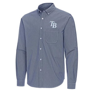 Tampa Bay Rays Woven Porter Long Sleeve Button Up XLarge Navy/White