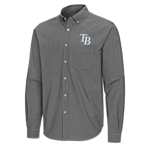 Tampa Bay Rays Woven Porter Long Sleeve Button Up 2XLarge Black/White