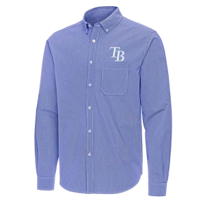 Tampa Bay Rays Woven Porter Long Sleeve Button Up Large Dark Royal/White