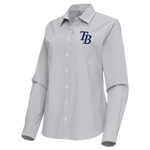Women's Tampa Bay Rays Woven Porter Long Sleeve Button Up Small Skyscraper/White