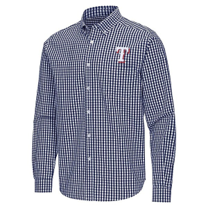 Texas Rangers Ellis Woven Long Sleeve Button Up Small Navy/White