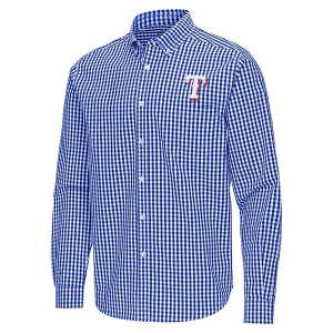 Texas Rangers Ellis Woven Long Sleeve Button Up 2XLarge Dark Royal/White