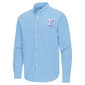 Texas Rangers Ellis Woven Long Sleeve Button Up Large Columbia Blue/White