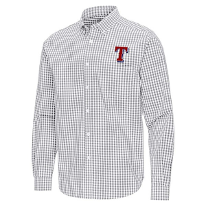 Texas Rangers Ellis Woven Long Sleeve Button Up Medium Skyscraper/White