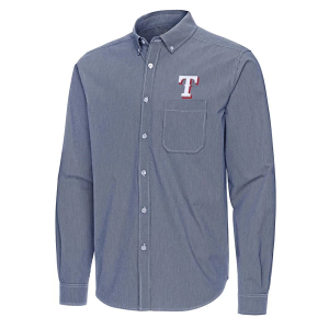 Texas Rangers Woven Porter Long Sleeve Button Up Medium Navy/White