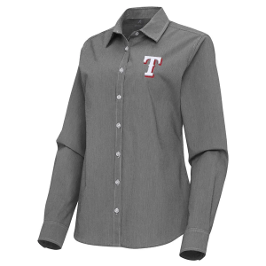 Women's Texas Rangers Woven Porter Long Sleeve Button Up 2XLarge Black/White