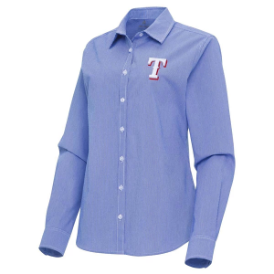 Women's Texas Rangers Woven Porter Long Sleeve Button Up 2XLarge Dark Royal/White
