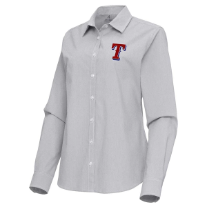Women's Texas Rangers Woven Porter Long Sleeve Button Up Medium Skyscraper/White