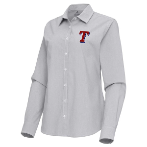 Women's Texas Rangers Woven Porter Long Sleeve Button Up XLarge Skyscraper/White