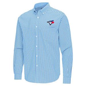 Toronto Blue Jays Ellis Woven Long Sleeve Button Up XLarge Columbia Blue/White