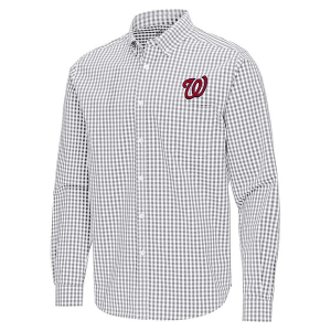 Washington Nationals Ellis Woven Long Sleeve Button Up Large Skyscraper/White