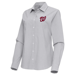 Women's Washington Nationals Woven Porter Long Sleeve Button Up Large Skyscraper/White