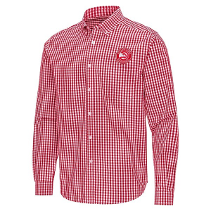Atlanta Hawks Ellis Woven Antigua Long Sleeve Button Up XLarge Dark Red/White
