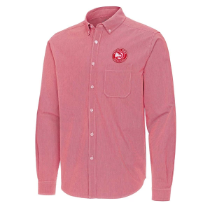 Atlanta Hawks Porter Woven Antigua Long Sleeve Button Up XLarge Dark Red/White
