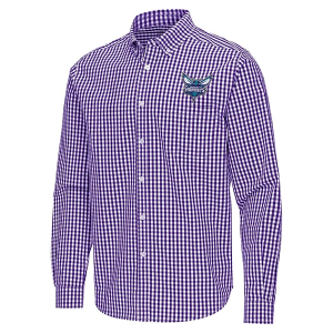 Charlotte Hornets Ellis Woven Antigua Long Sleeve Button Up XLarge Dark Purple/White