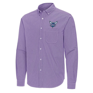 Charlotte Hornets Porter Woven Antigua Long Sleeve Button Up Medium Dark Purple/White